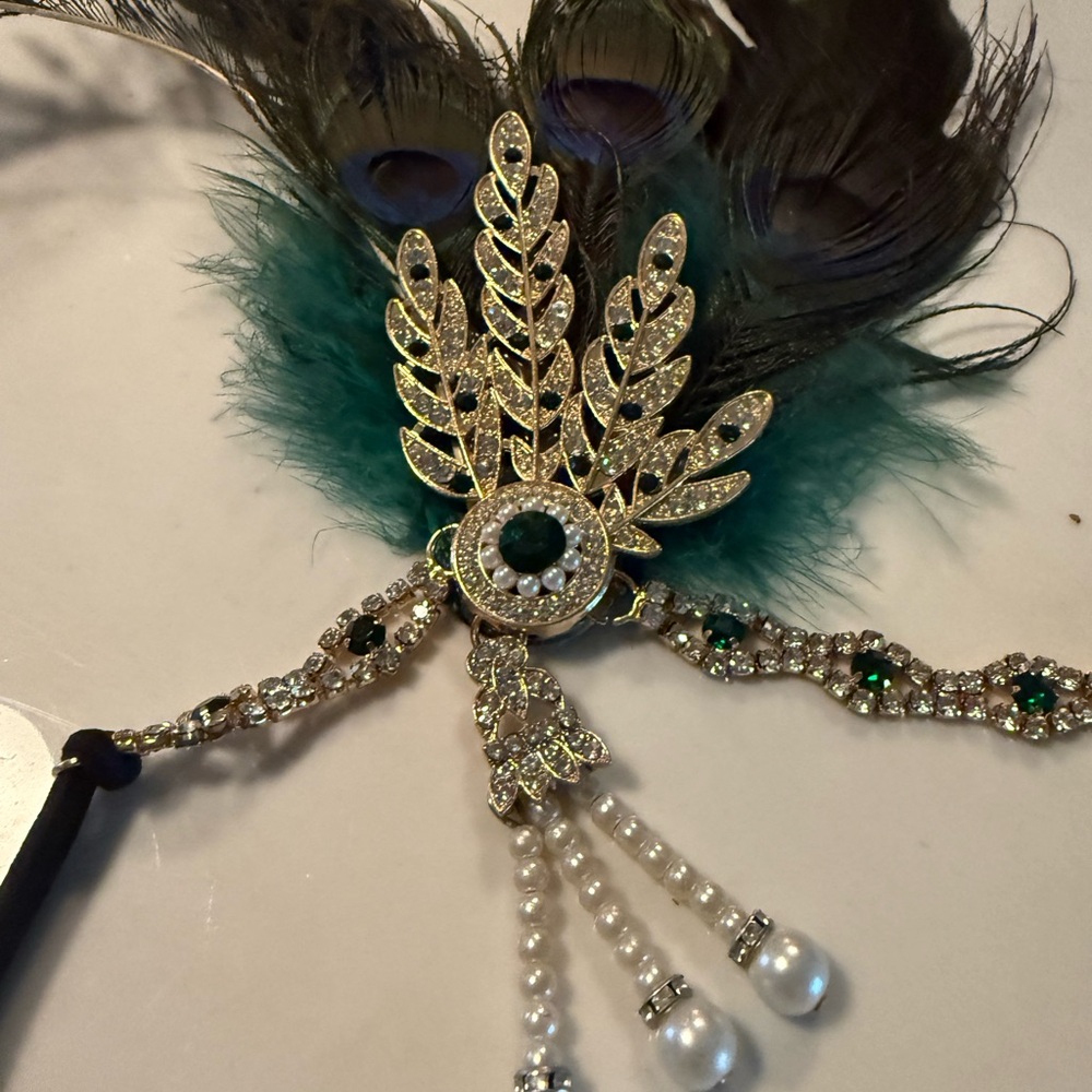 BABEYOND 1920s Flapper Feather Headband Roaring 20s Showgirl Gatsby Headpiece - Picture 4 of 6